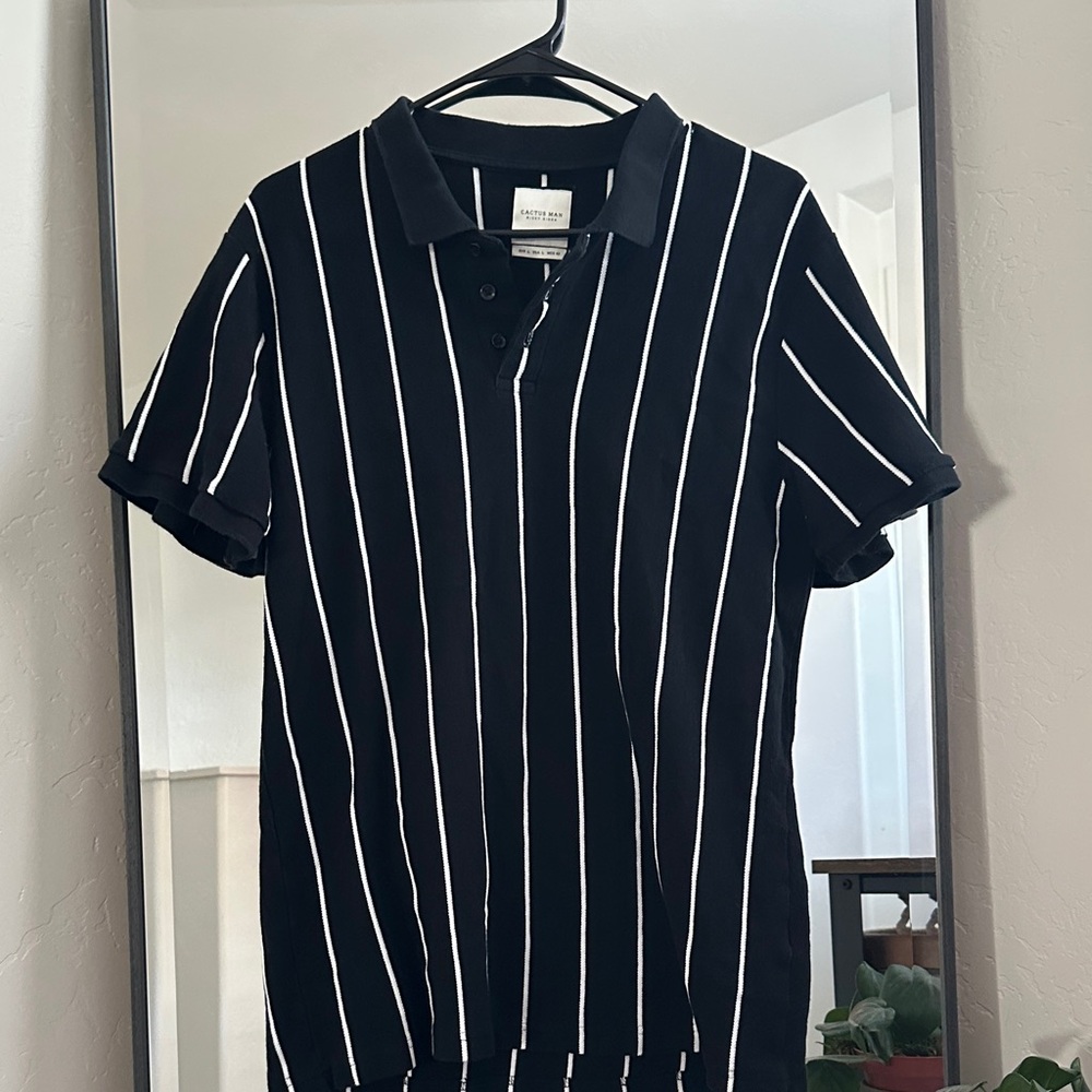Vertical Stripe Black Polo Shirt - Classic Casual